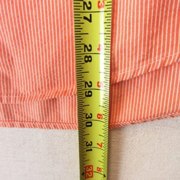 Abercrombie & Fitch Cotton Short Sleeve Seersucker Shirt Size L Salmon Orange - Picture 9 of 11
